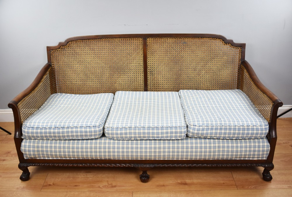 Early 20th Century Mahogany Bergere Sofa View II