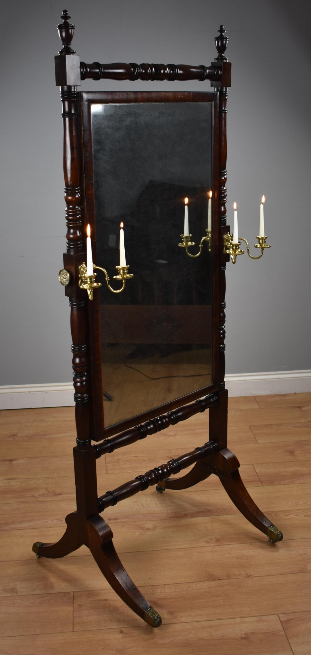 Regency Mahogany Framed Cheval Mirror View II
