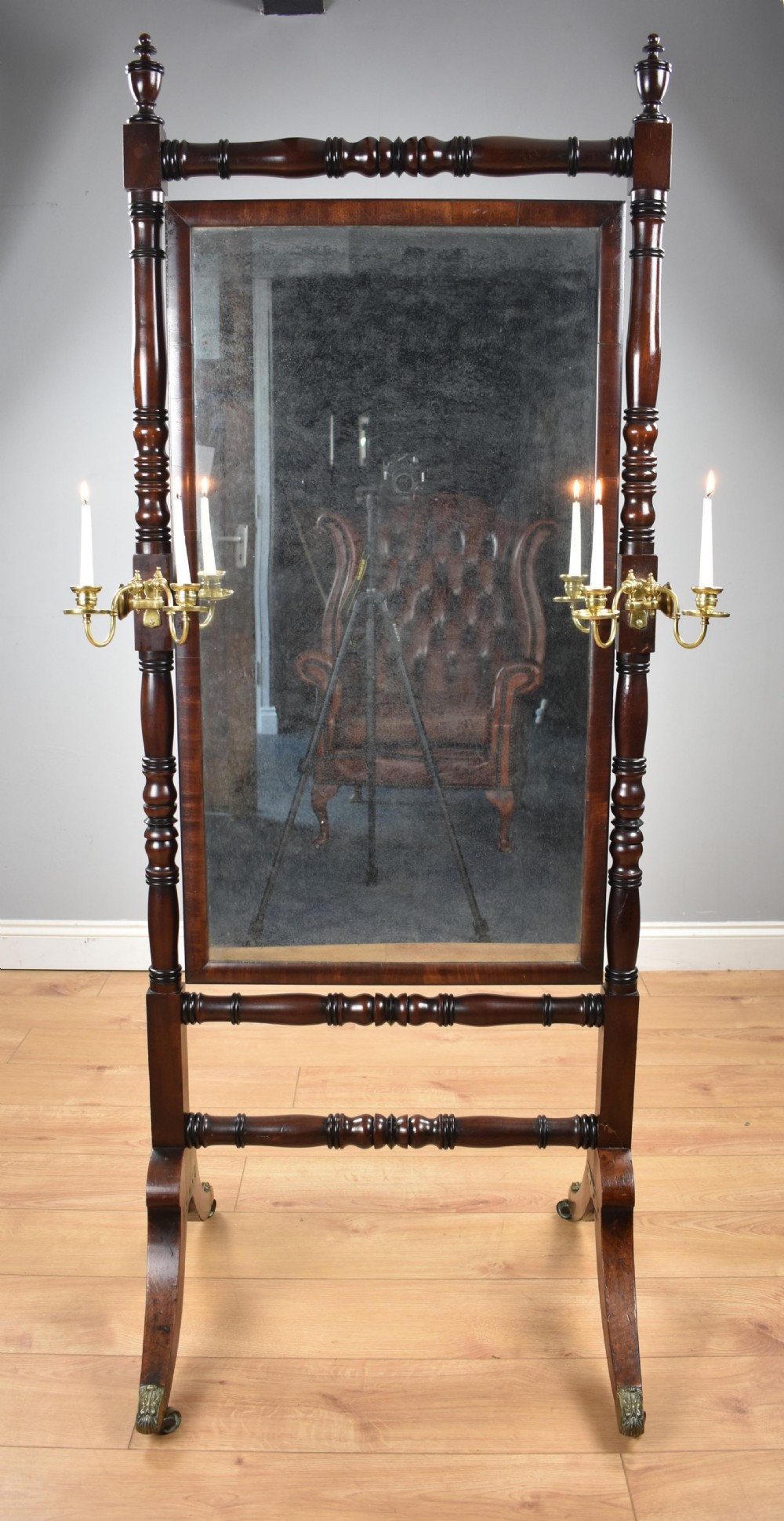 Regency Mahogany Framed Cheval Mirror View III