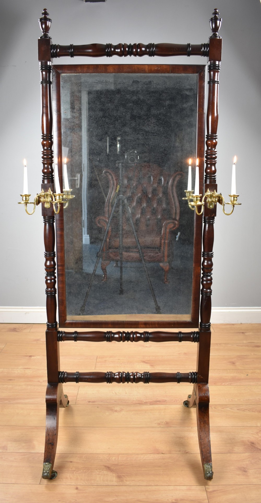 Regency Mahogany Framed Cheval Mirror View IV