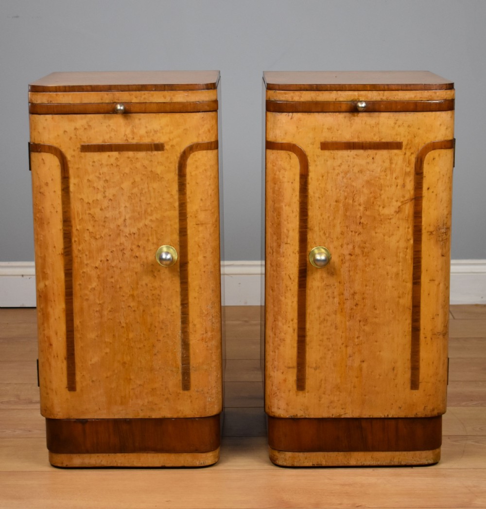 Pair of Art Deco Birdseye Maple Bedside Cupboards View II