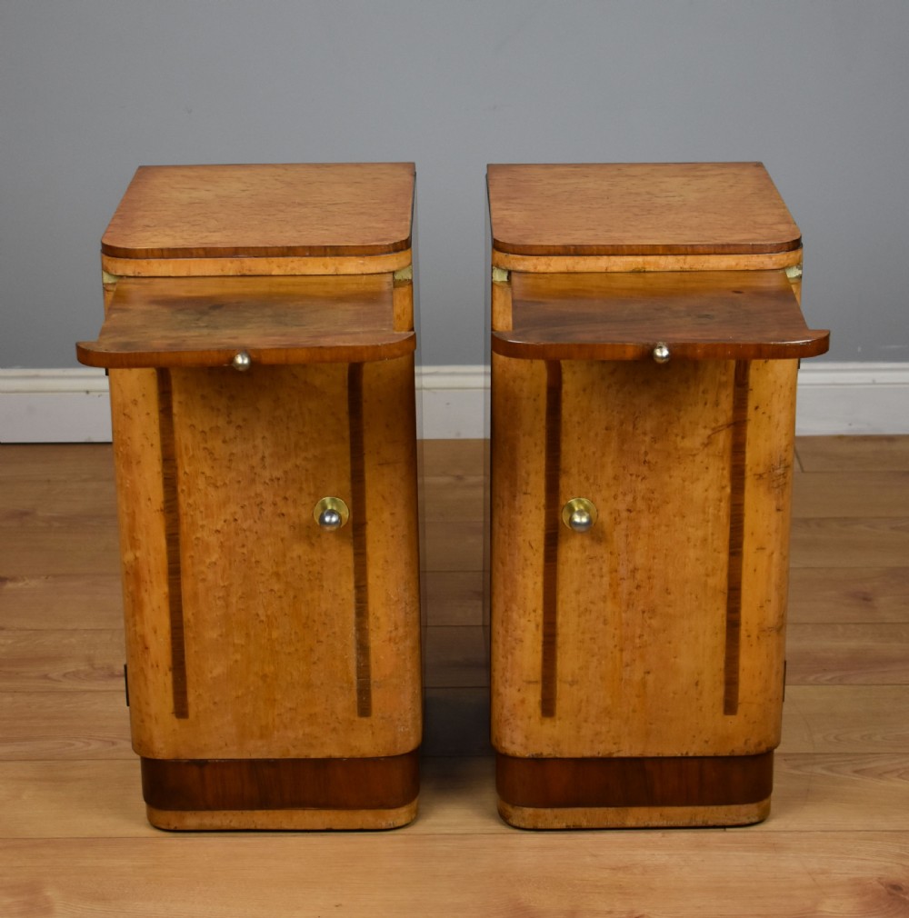 Pair of Art Deco Birdseye Maple Bedside Cupboards View III
