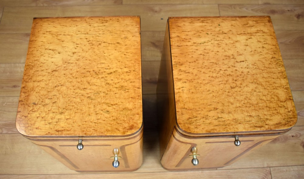Pair of Art Deco Birdseye Maple Bedside Cupboards View IV