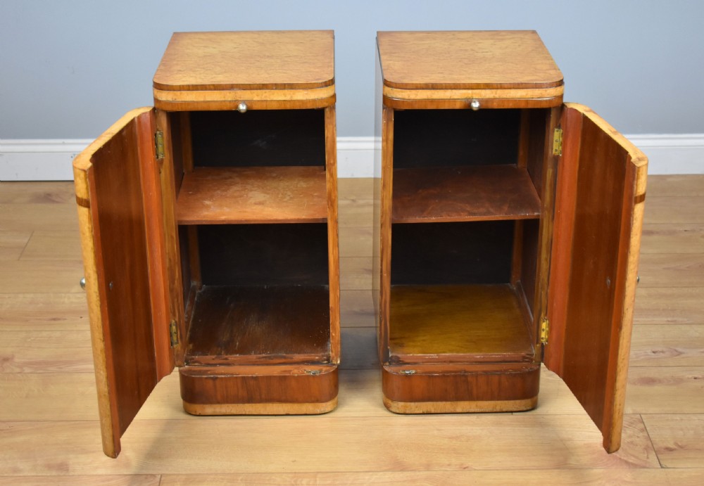 Pair of Art Deco Birdseye Maple Bedside Cupboards View V