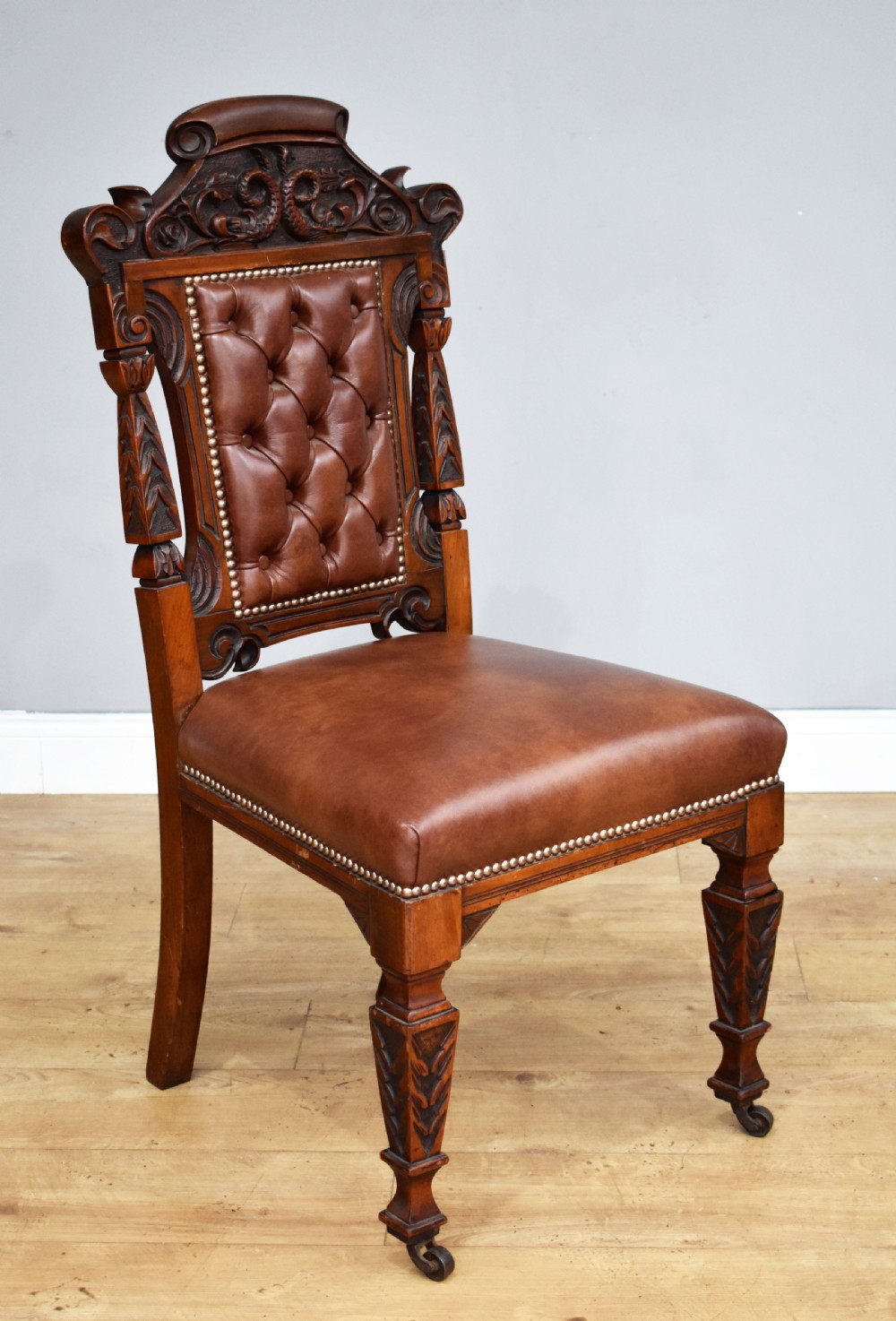 Set of 6 Victorian Carved Walnut Dining Chairs View II
