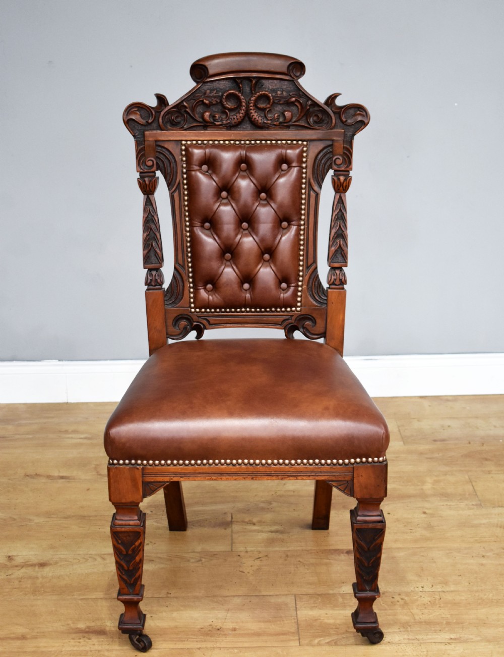 Set of 6 Victorian Carved Walnut Dining Chairs View III