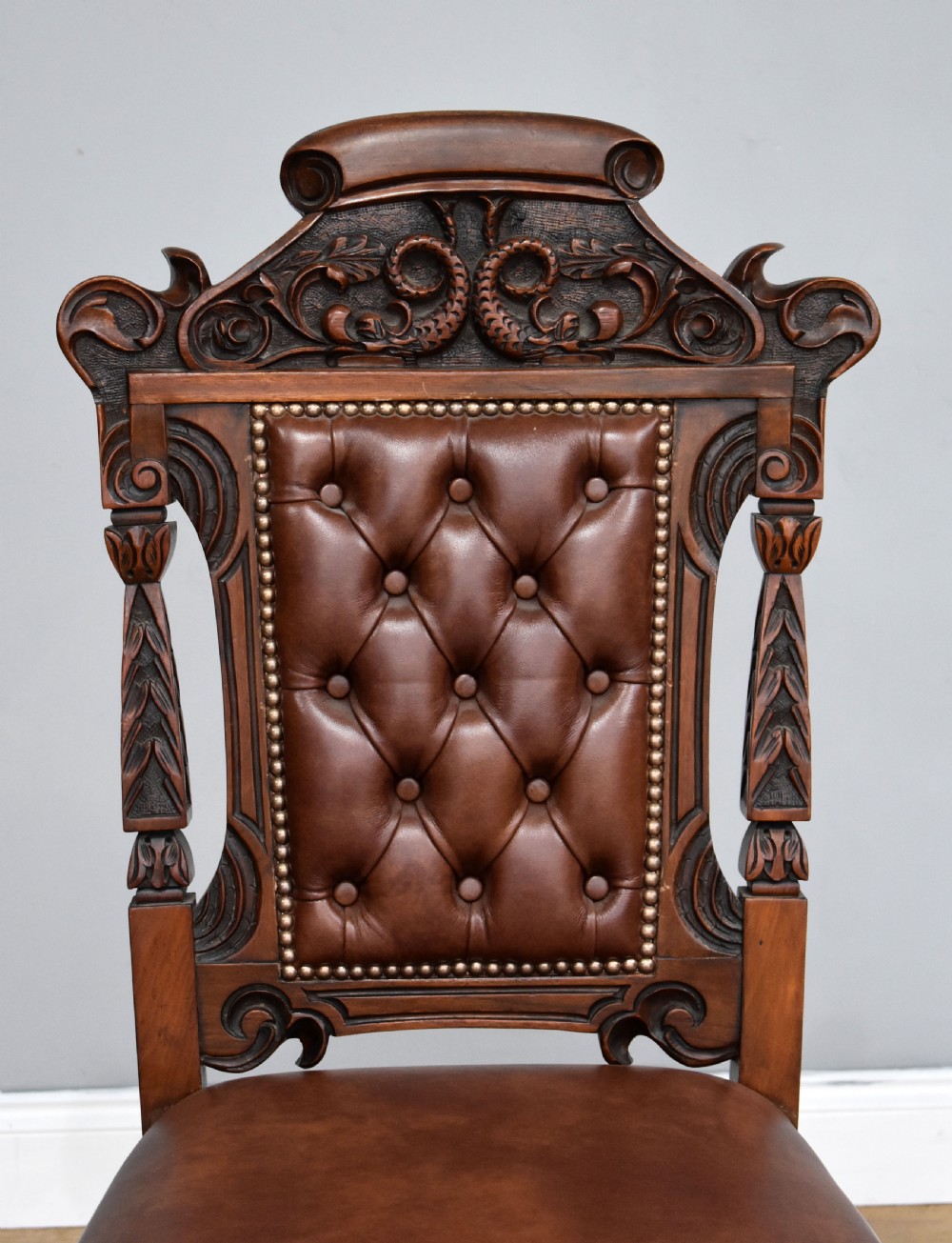 Set of 6 Victorian Carved Walnut Dining Chairs View IV