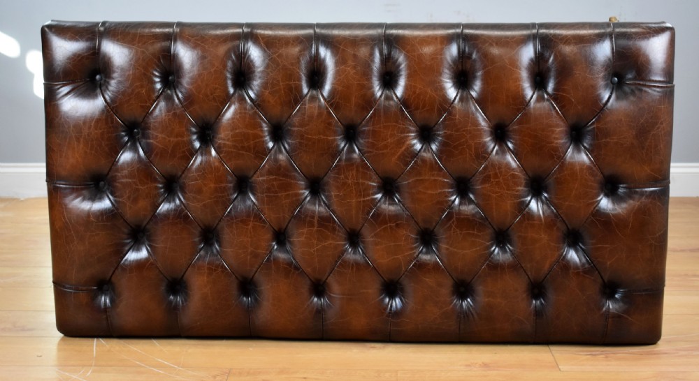 Large Antique Hand Dyed Leather Stool View IV