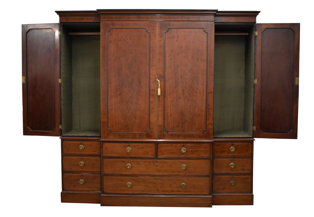 Large Antique Mahogany Breakfront Wardrobe View III