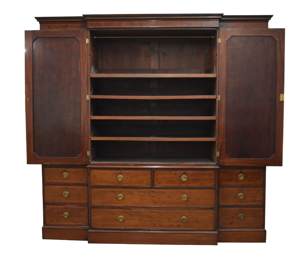 Large Antique Mahogany Breakfront Wardrobe View VII
