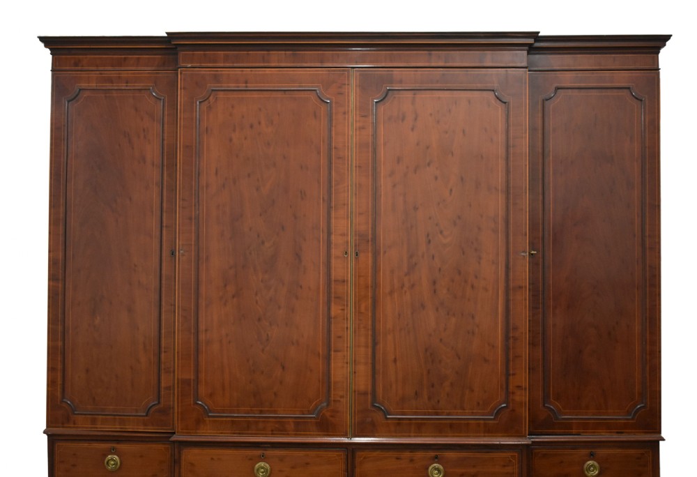 Large Antique Mahogany Breakfront Wardrobe View X