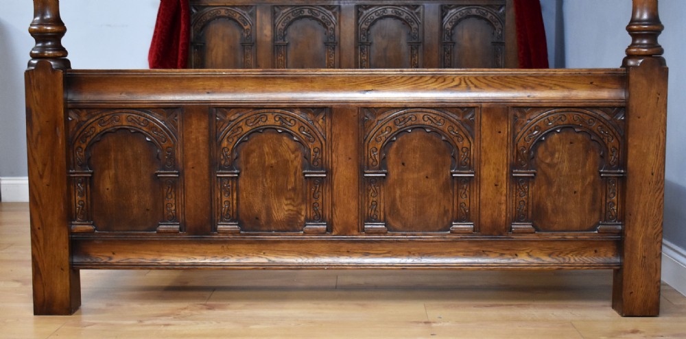 Jacobean Style Carved Oak Four Posted Bed View IV