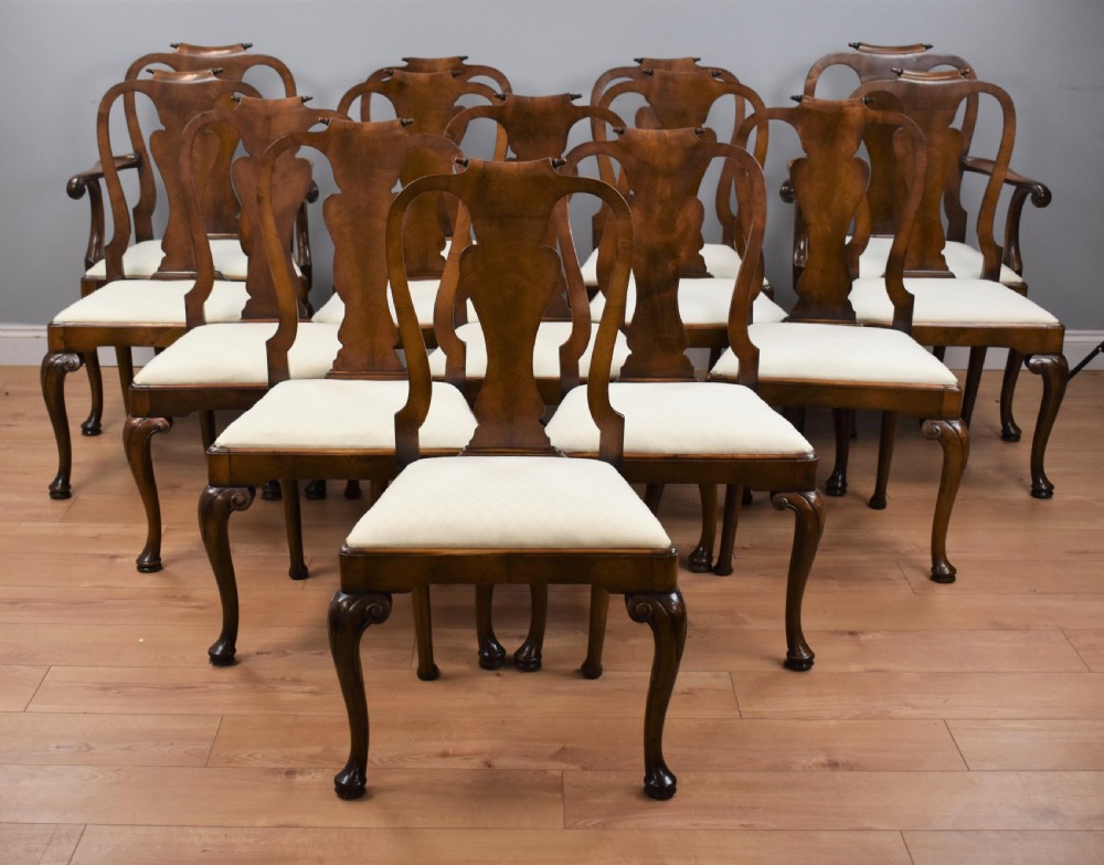 Set Fourteen Walnut Queen Anne Style Dining Chairs View II