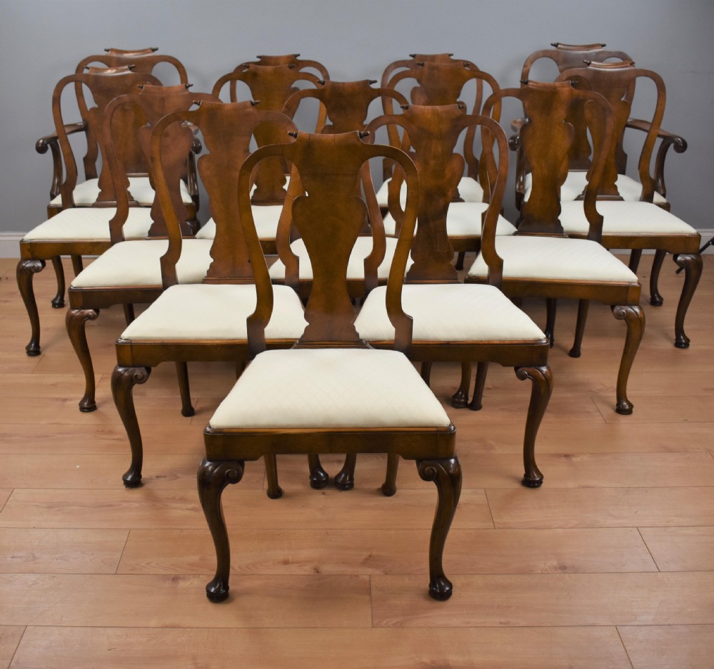 Set Fourteen Walnut Queen Anne Style Dining Chairs View III