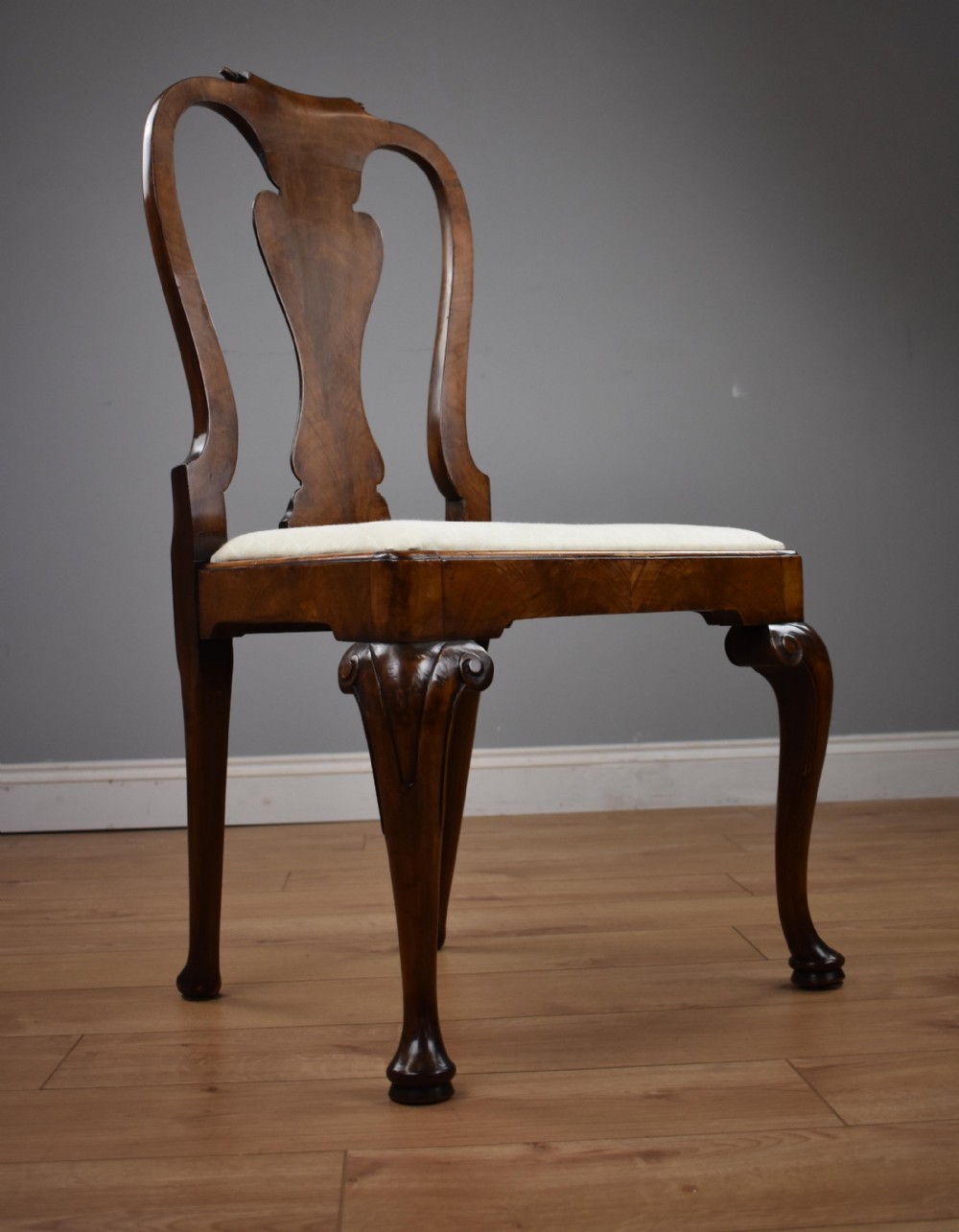 Set Fourteen Walnut Queen Anne Style Dining Chairs View IV