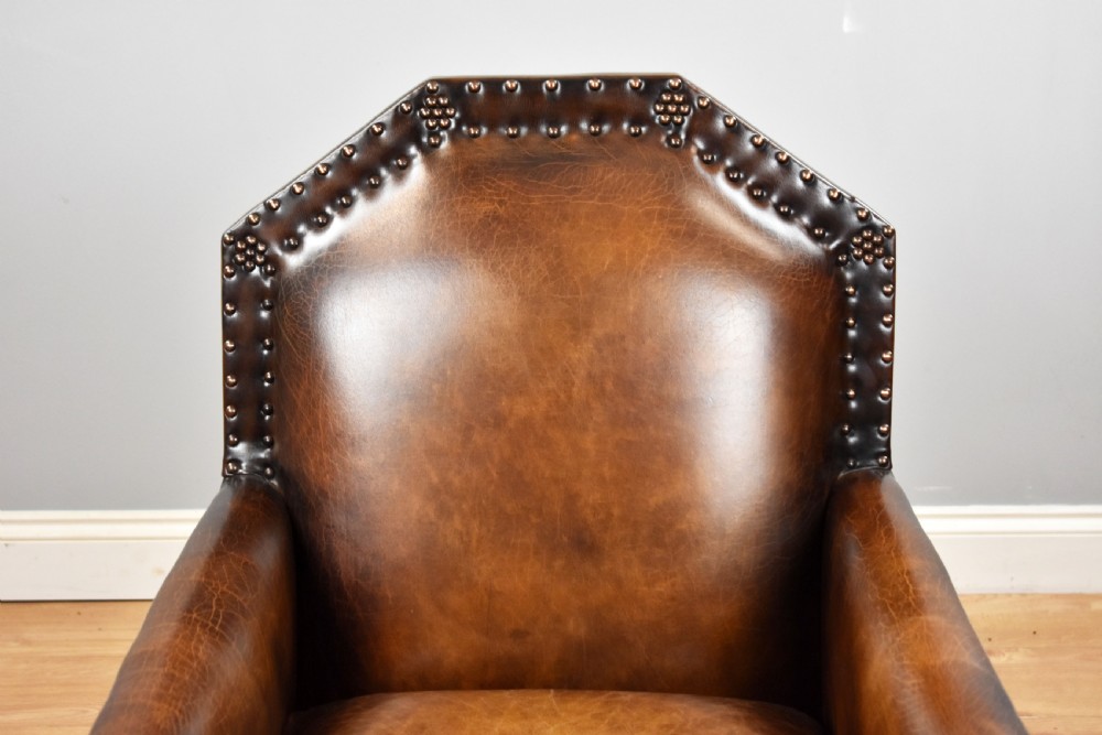 Victorian Gothic Style Leather Armchair View IV