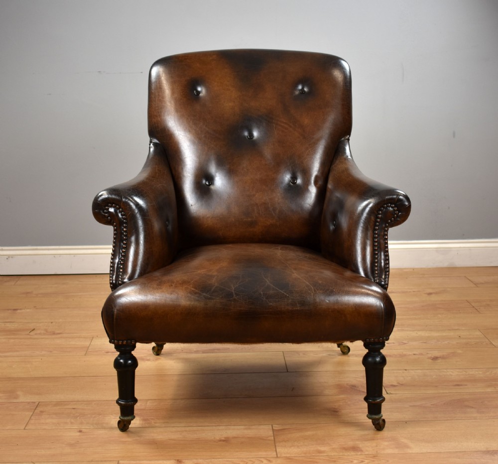 Victorian Hand Dyed Leather Armchair View II