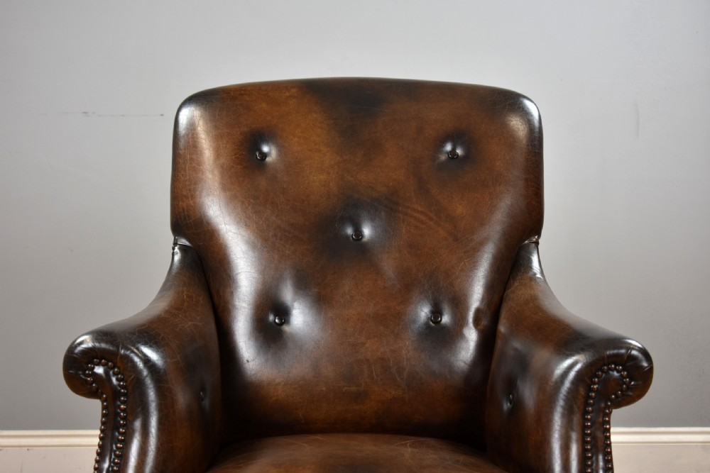 Victorian Hand Dyed Leather Armchair View III
