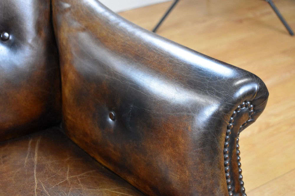 Victorian Hand Dyed Leather Armchair View VI
