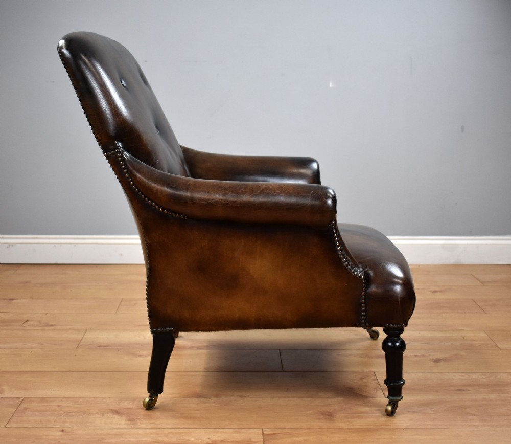 Victorian Hand Dyed Leather Armchair View IX