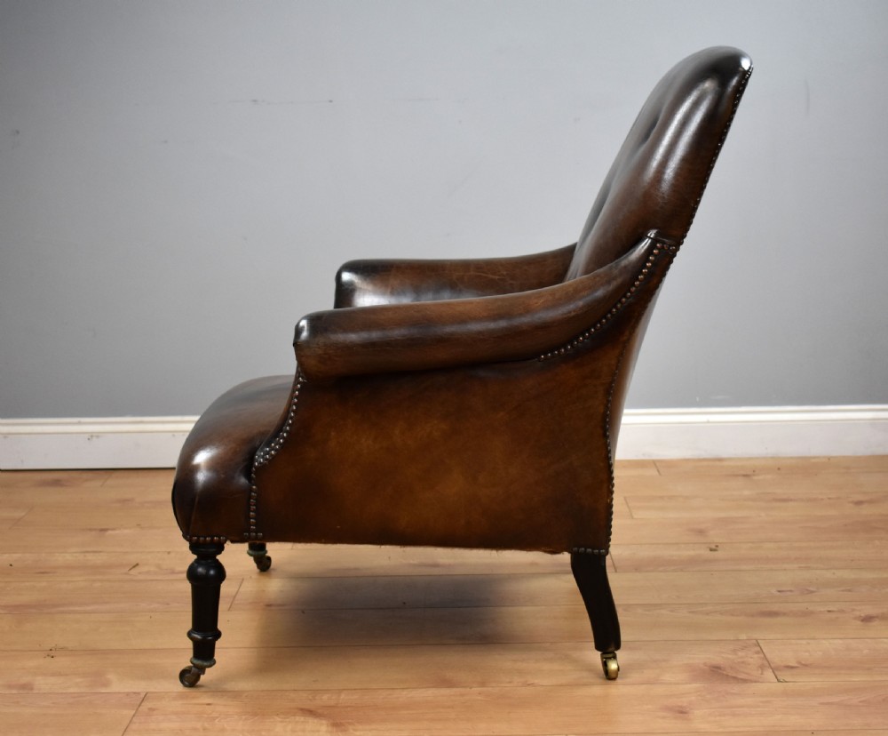 Victorian Hand Dyed Leather Armchair View XI
