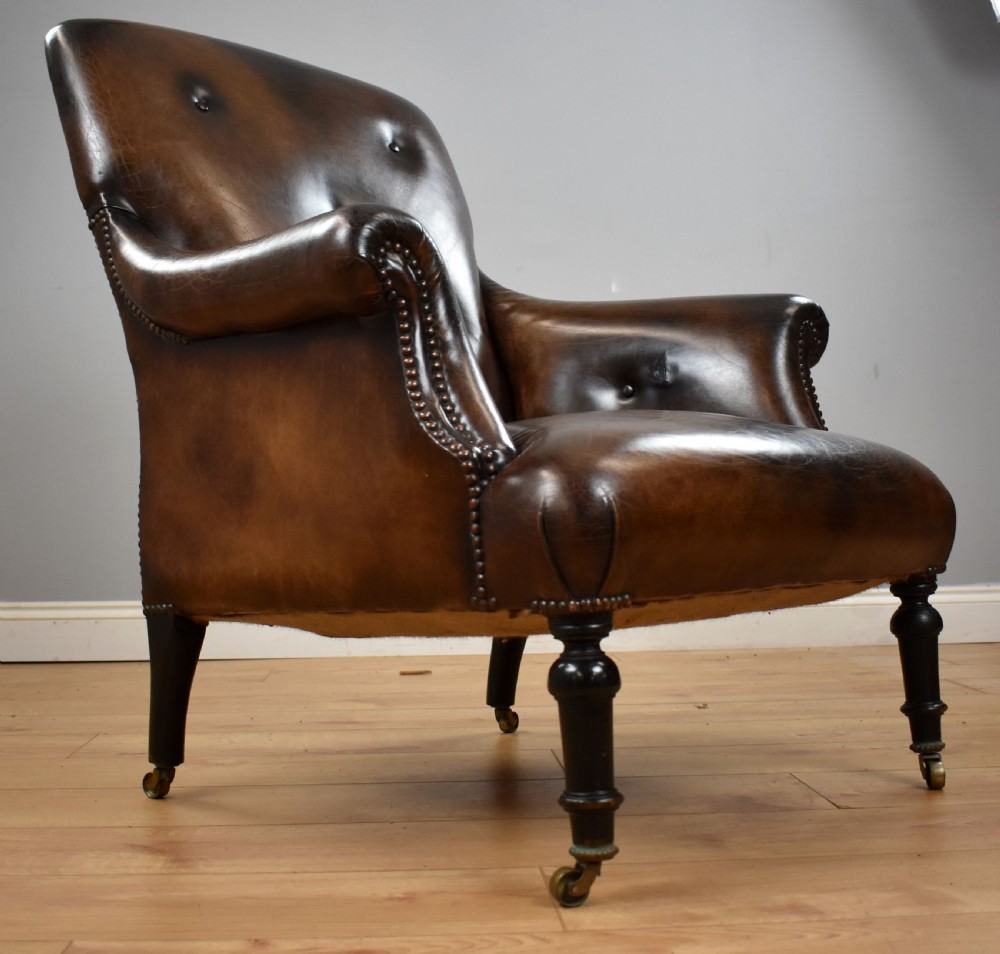 Victorian Hand Dyed Leather Armchair View XII