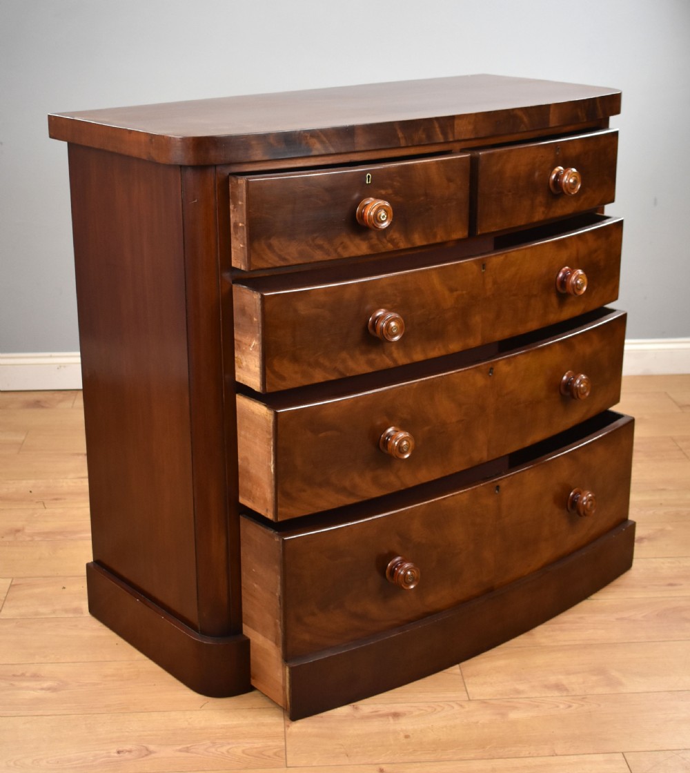 Victorian Mahogany Bow Front Chest of Drawers View II