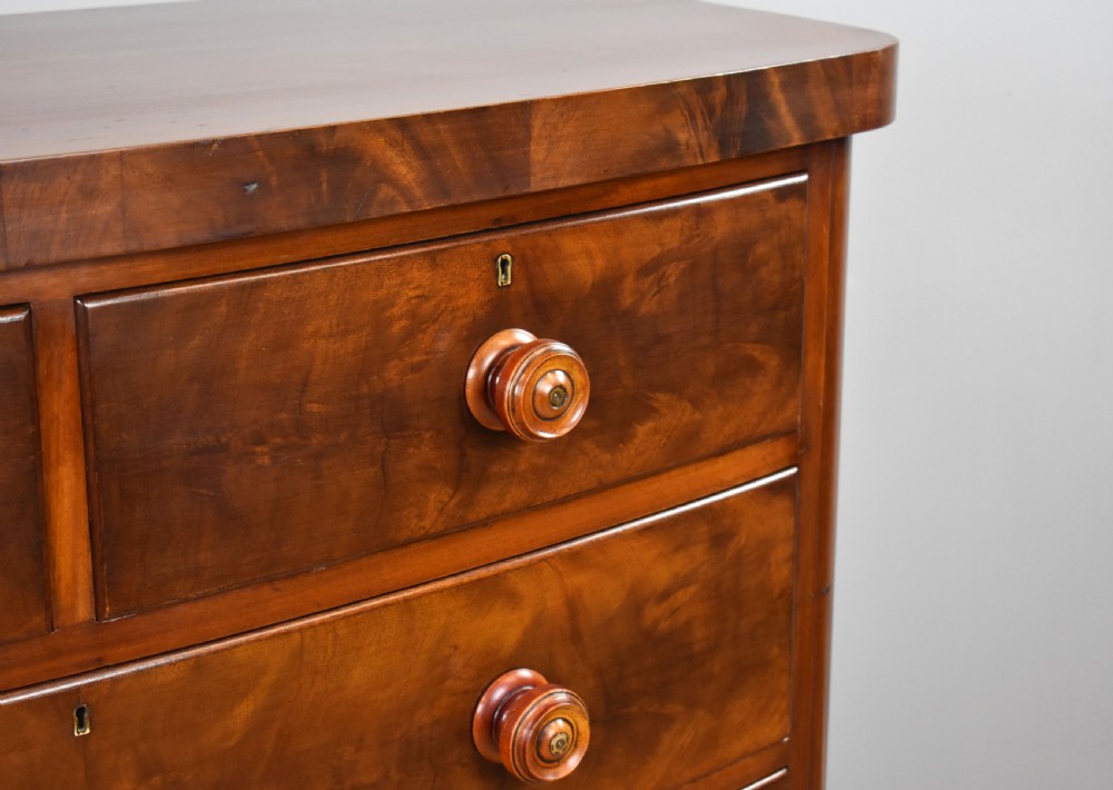 Victorian Mahogany Bow Front Chest of Drawers View VII