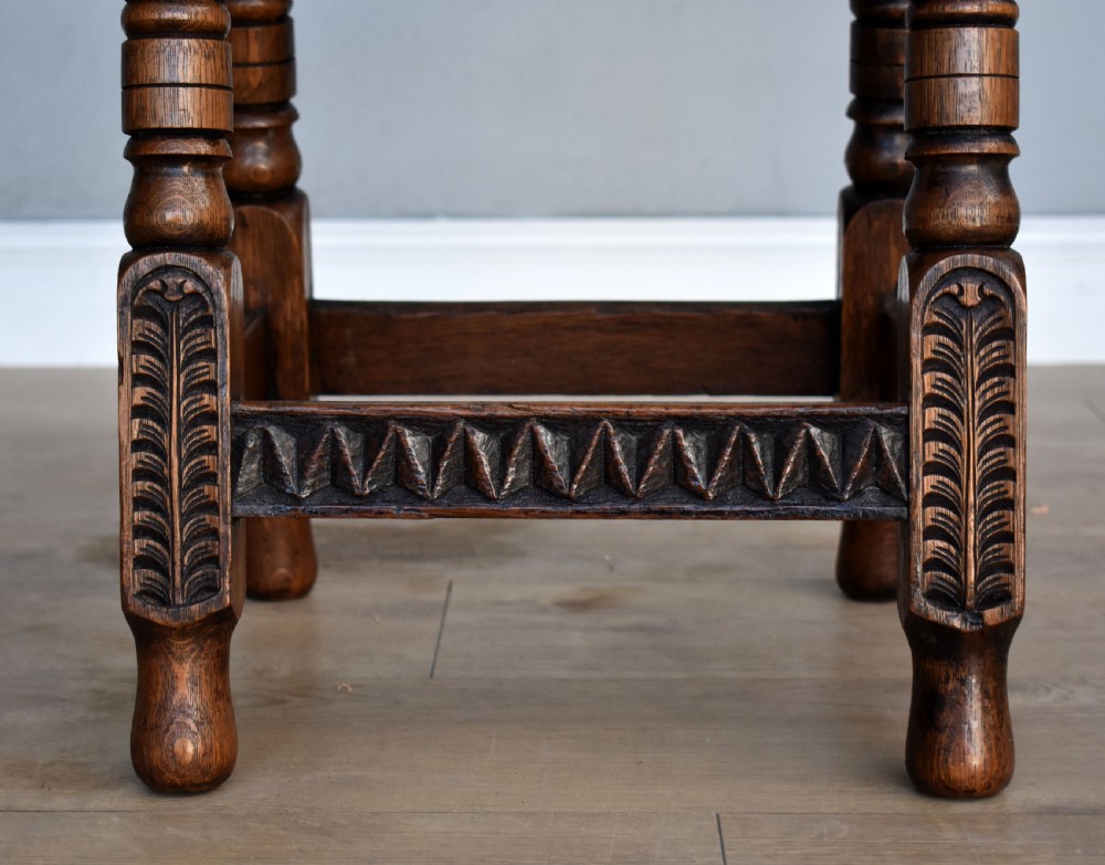 Antique Carved Oak Joint Stool View IV