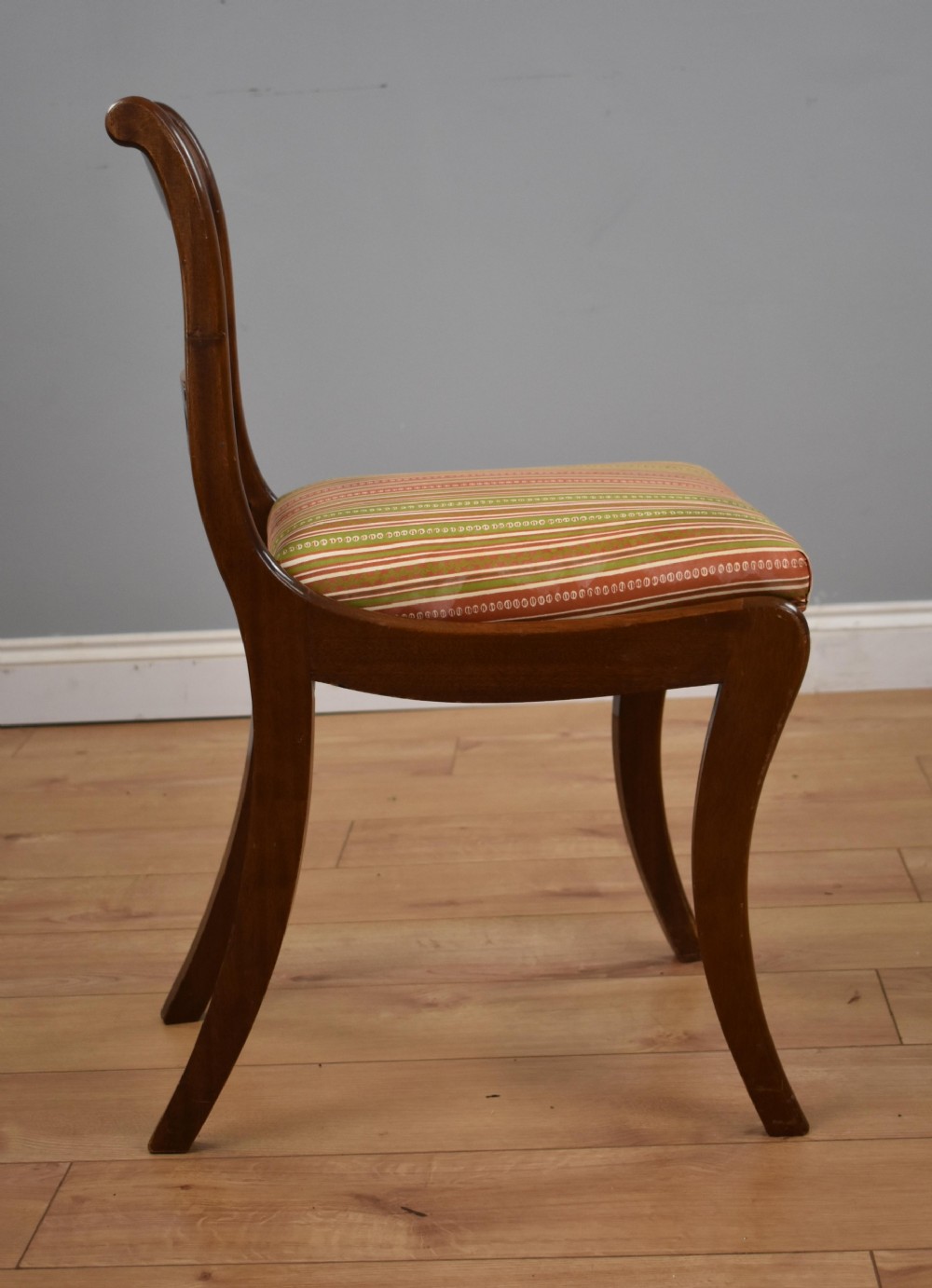 Set Six Mahogany Brass Inlaid Dining Chairs View XIII