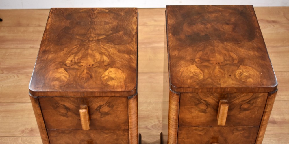 A Pair of Art Deco Walnut Bedside Chests View IV