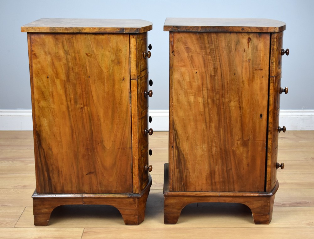 Pair of Victorian Burr Walnut Bow Front Bedside Cabinets View II