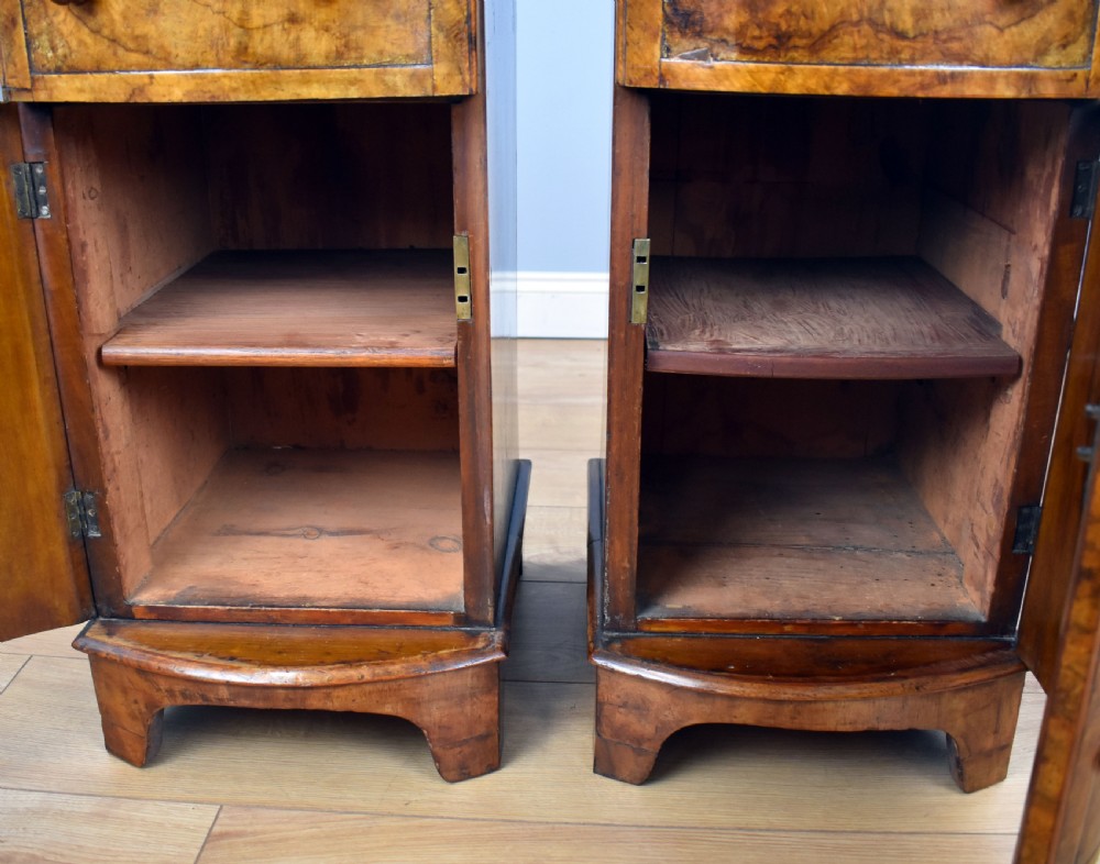 Pair of Victorian Burr Walnut Bow Front Bedside Cabinets View VII