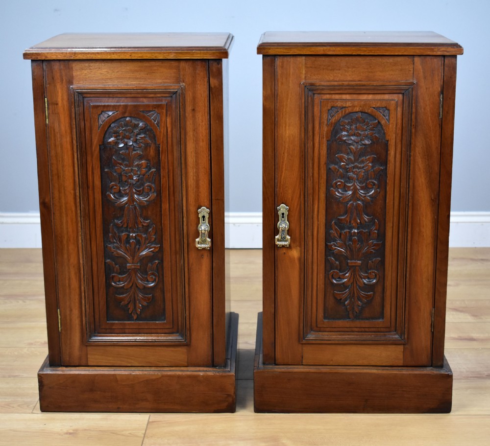 Pair of Victorian Walnut Bedside Cabinets