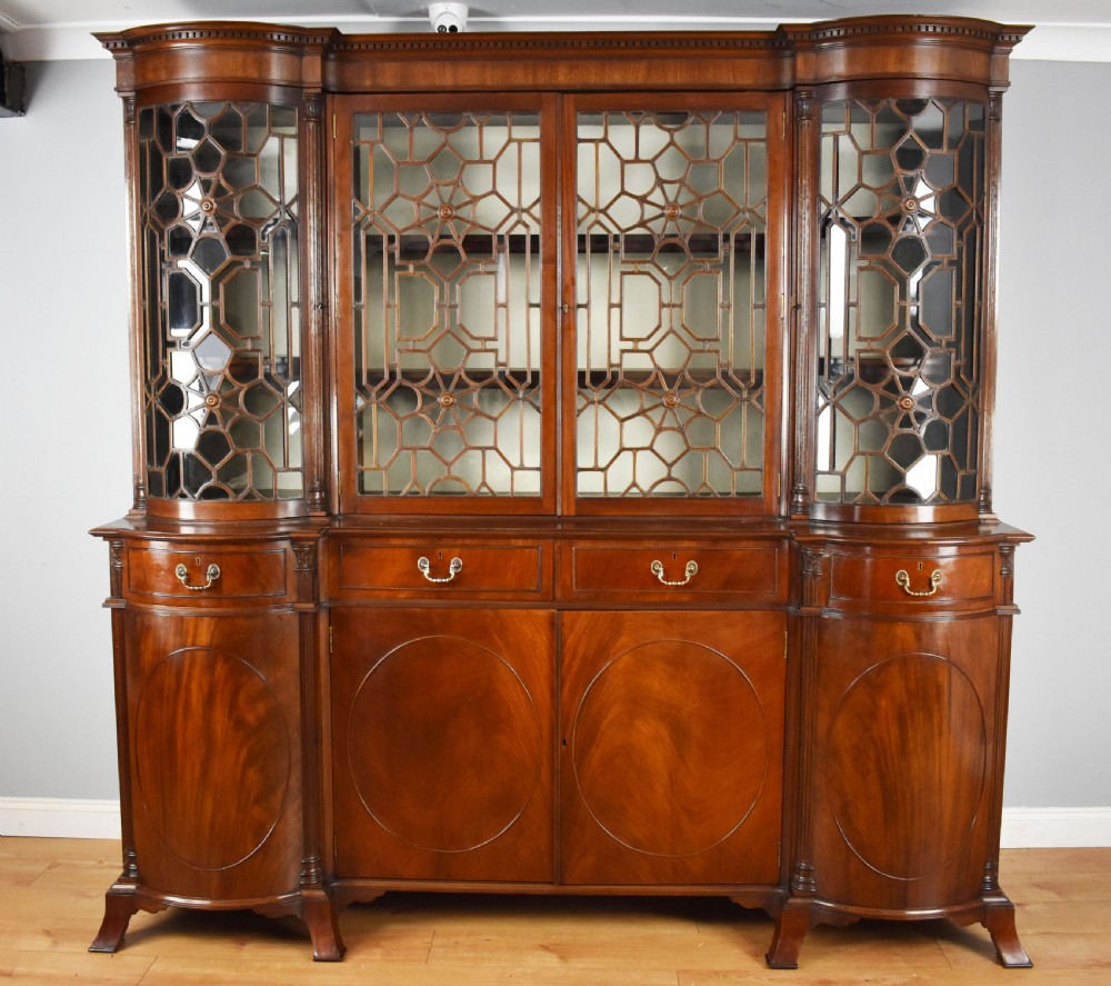 19th Century Mahogany Inverted Breakfront Bookcase