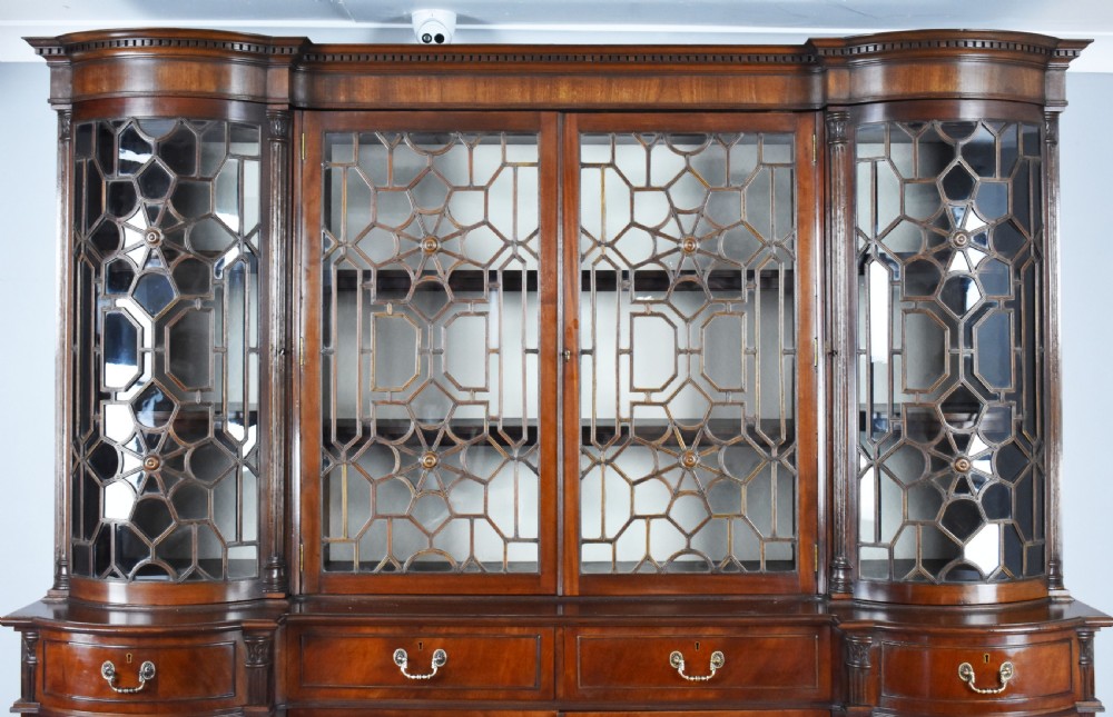 19th Century Mahogany Inverted Breakfront Bookcase View II