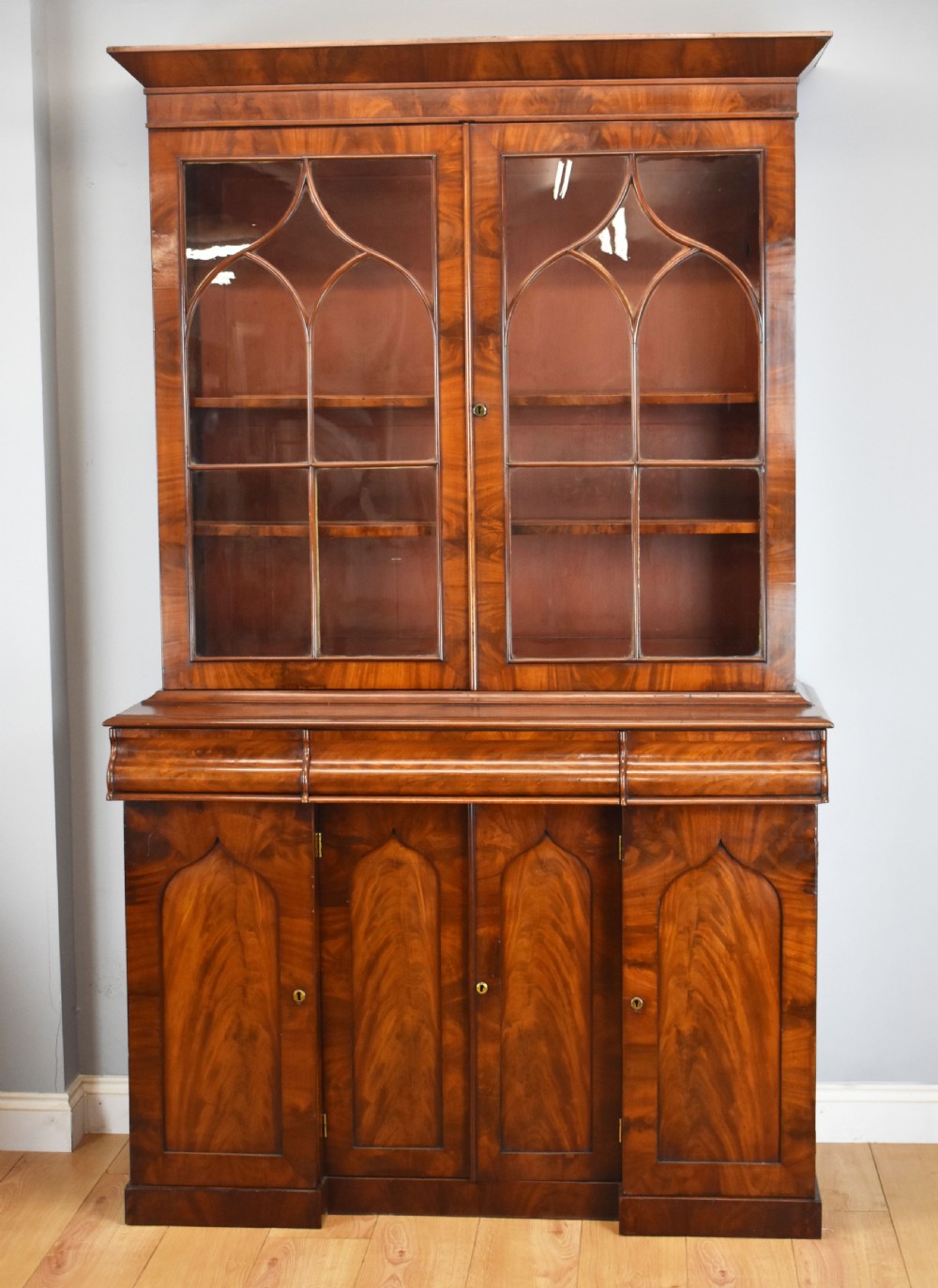 Early Victorian Flame Mahogany Bookcase