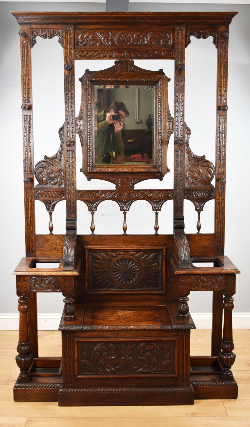 Victorian Carved Oak Hall stand
