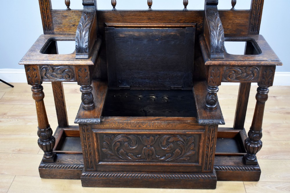 Victorian Carved Oak Hall stand View X