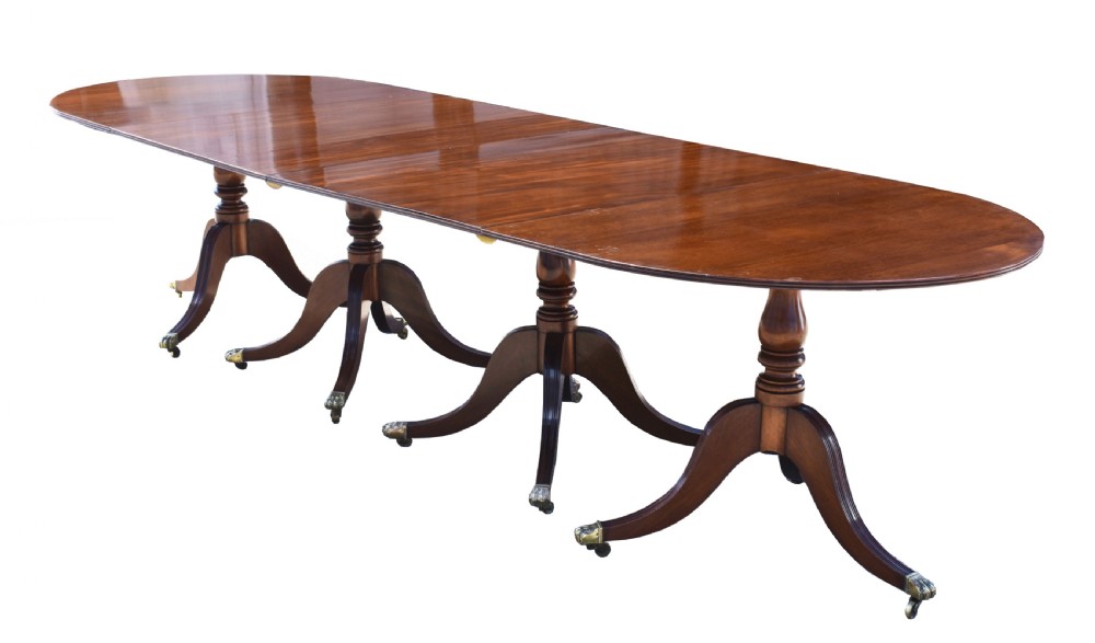 Antique Regency Style Mahogany Pedestal Dining Table