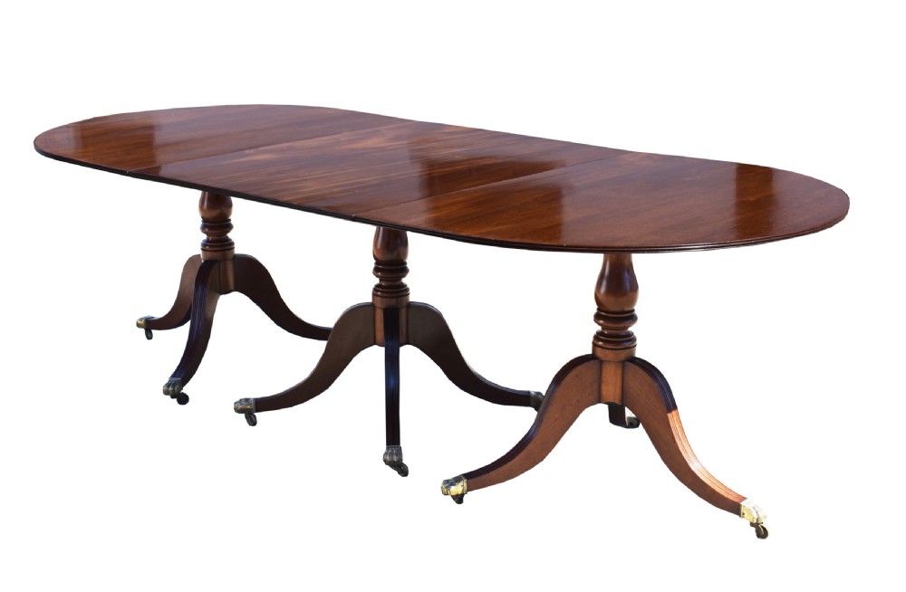 Antique Regency Style Mahogany Pedestal Dining Table View II
