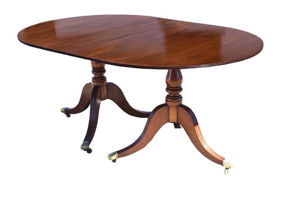 Antique Regency Style Mahogany Pedestal Dining Table View III