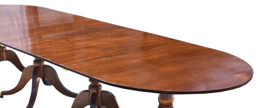 Antique Regency Style Mahogany Pedestal Dining Table View V