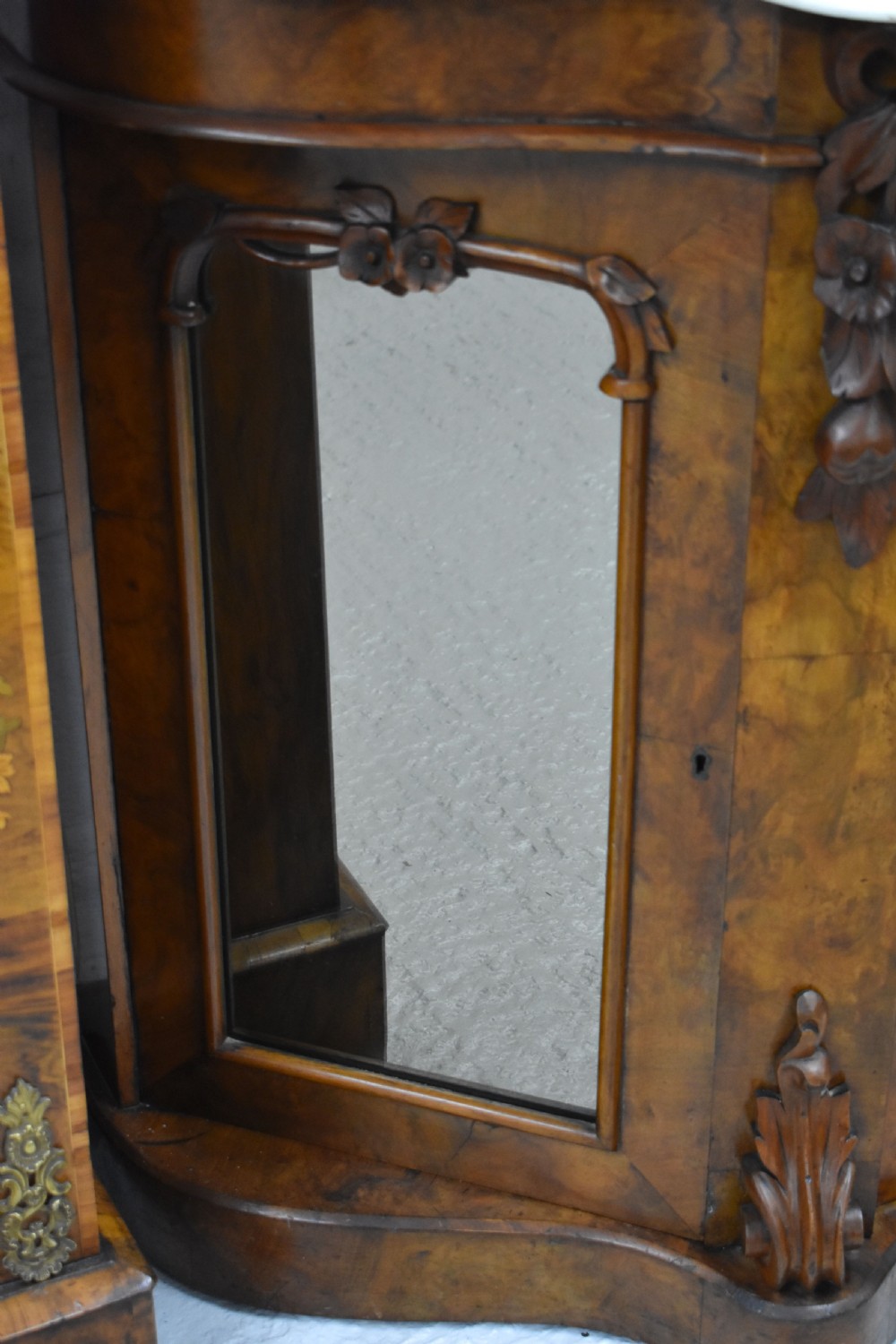 Victorian Burr Walnut Serpentine Credenza View V