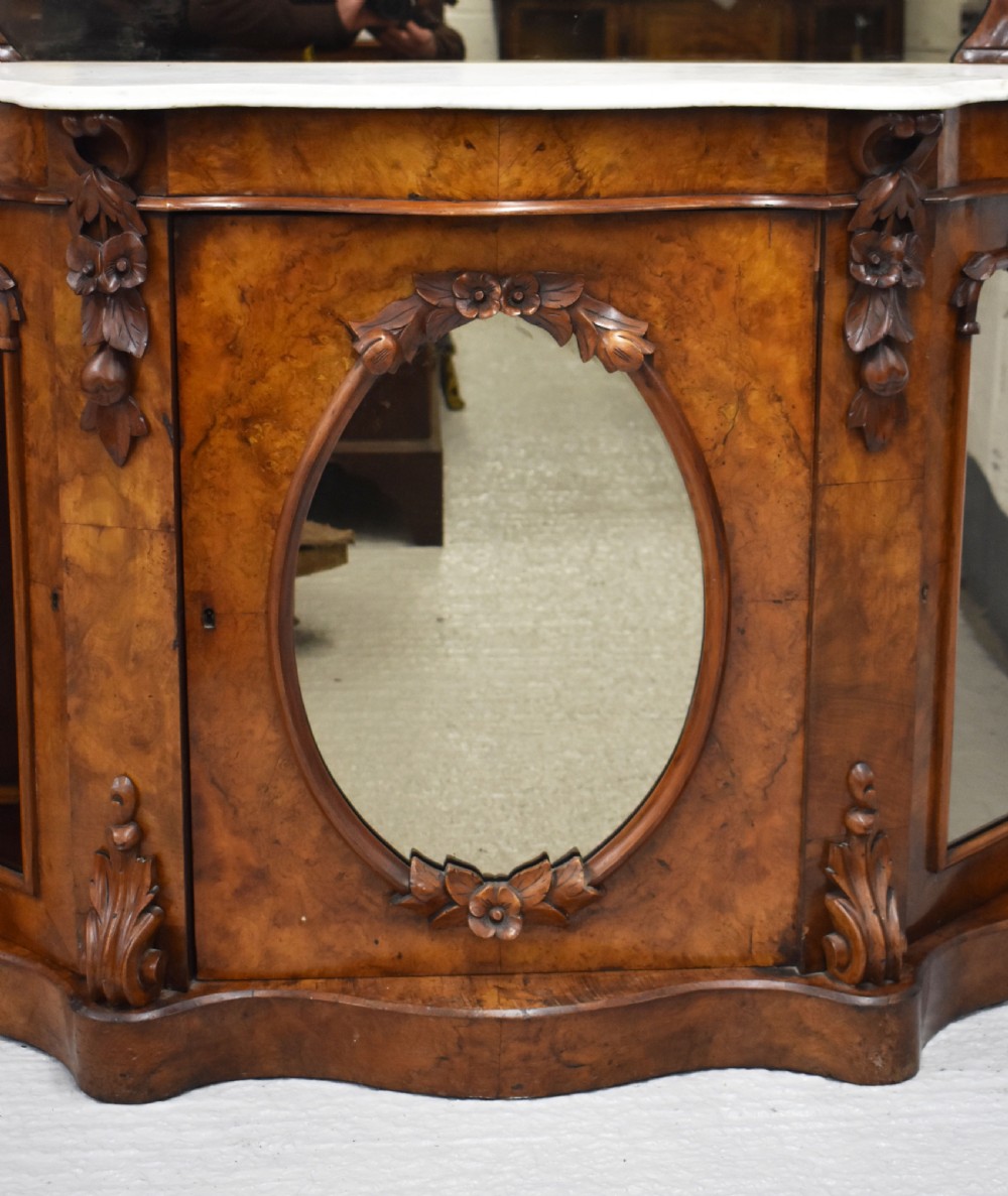Victorian Burr Walnut Serpentine Credenza View VI
