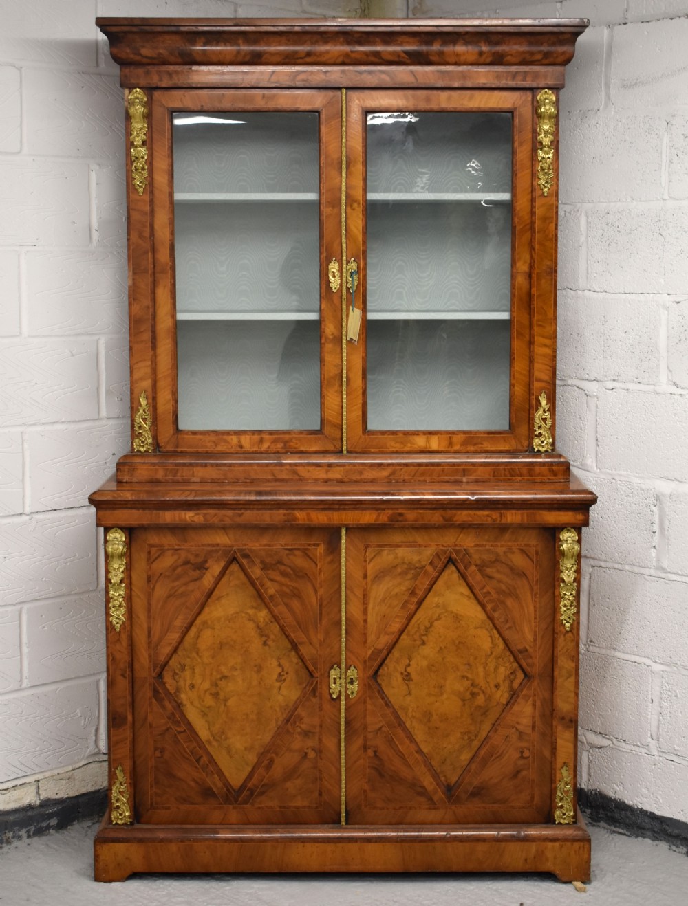 Victorian Burr Walnut Bookcase