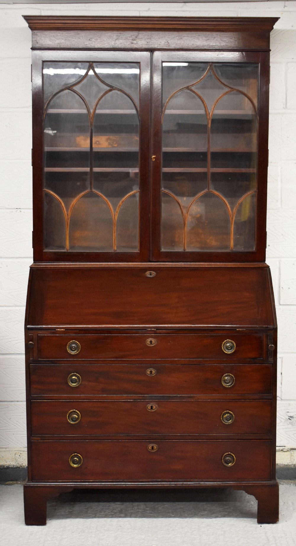 George III Mahogany Bureau Bookcase