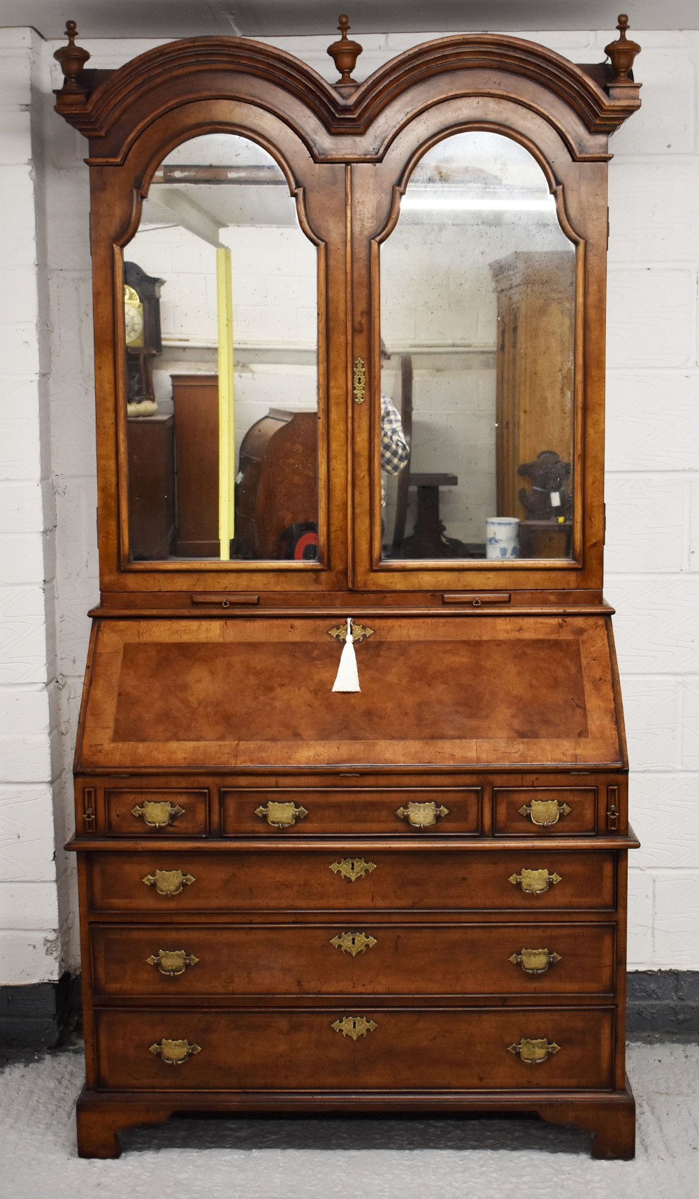 19th Century Burr Walnut Bureau Bookcase
