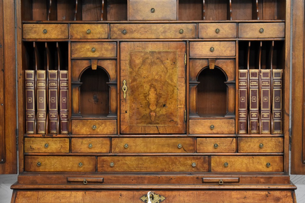 19th Century Burr Walnut Bureau Bookcase View V