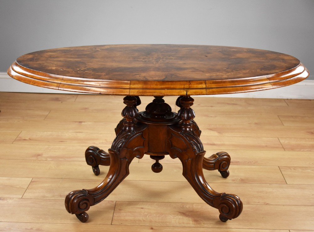Victorian Burr Walnut Inlaid Coffee Table View II